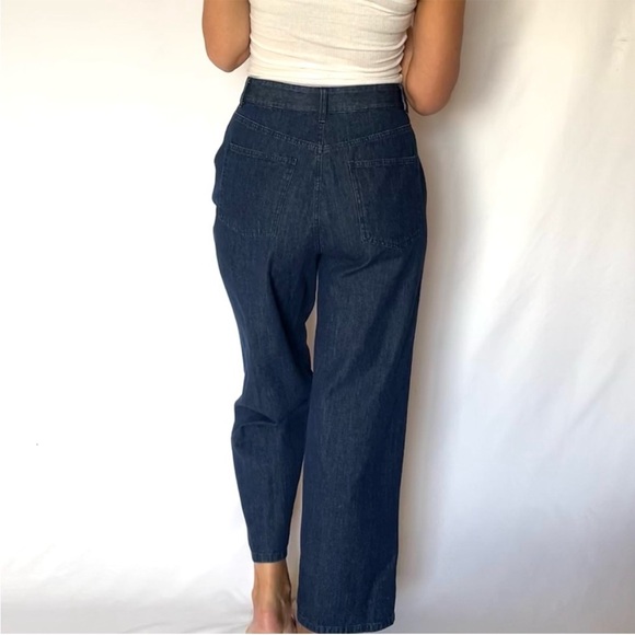 Jenni Kayne Wide Leg High Rise Vintage Blue Denim Trouser Jeans - Picture 2 of 9